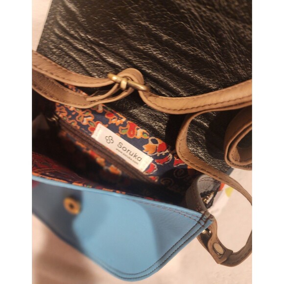 Soruka Leather Animal Blue Leopard Cheetah Crossbody Purse Bag Mall 7x7 Inch - Picture 4 of 11